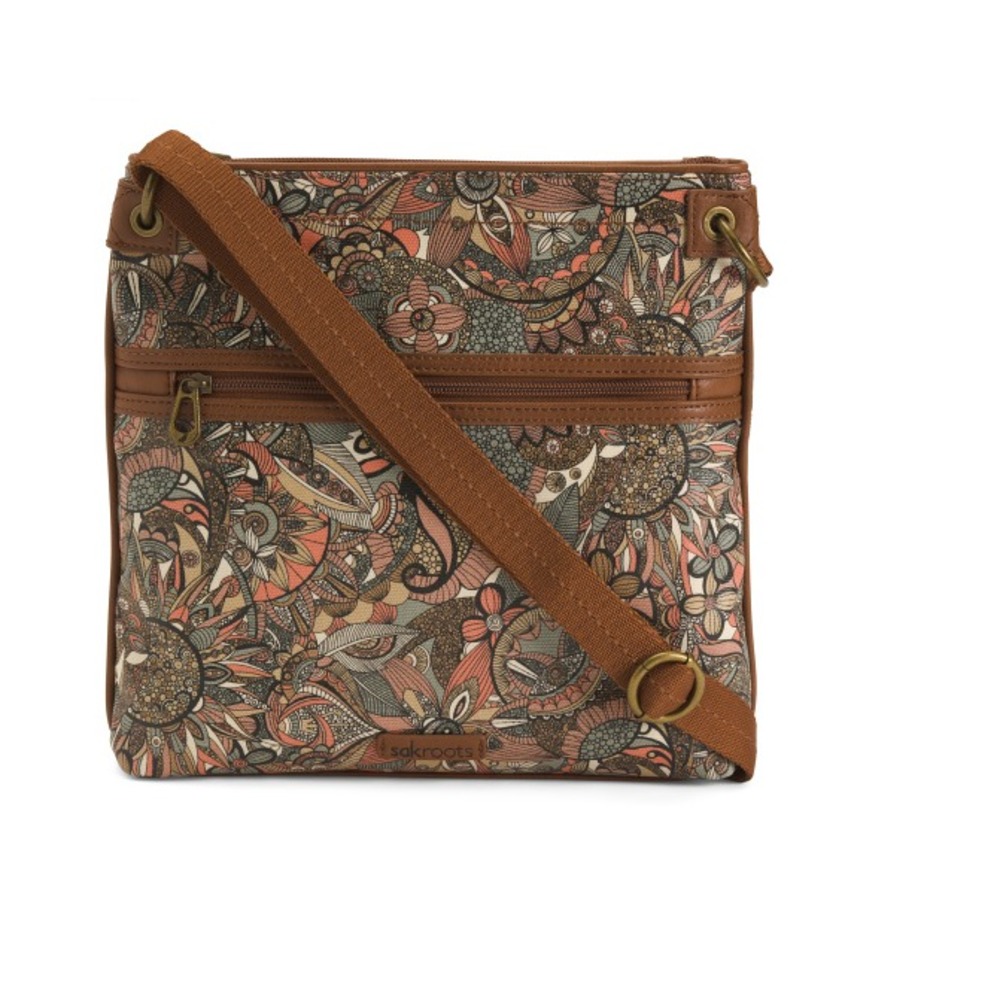 Sakroots Sienna Nylon Crossbody Purse – One Zip Pocket – One Size
